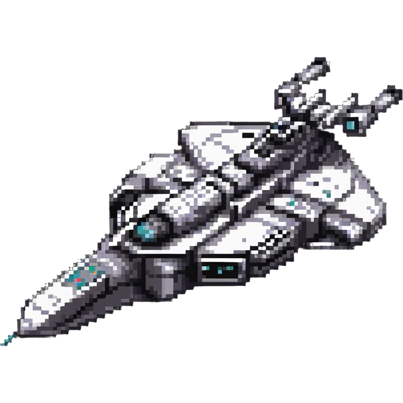 battle-worn space cruiser with weapon turrets emoji