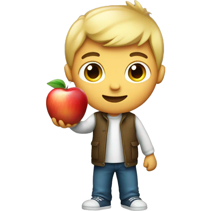 boy holding apple emoji