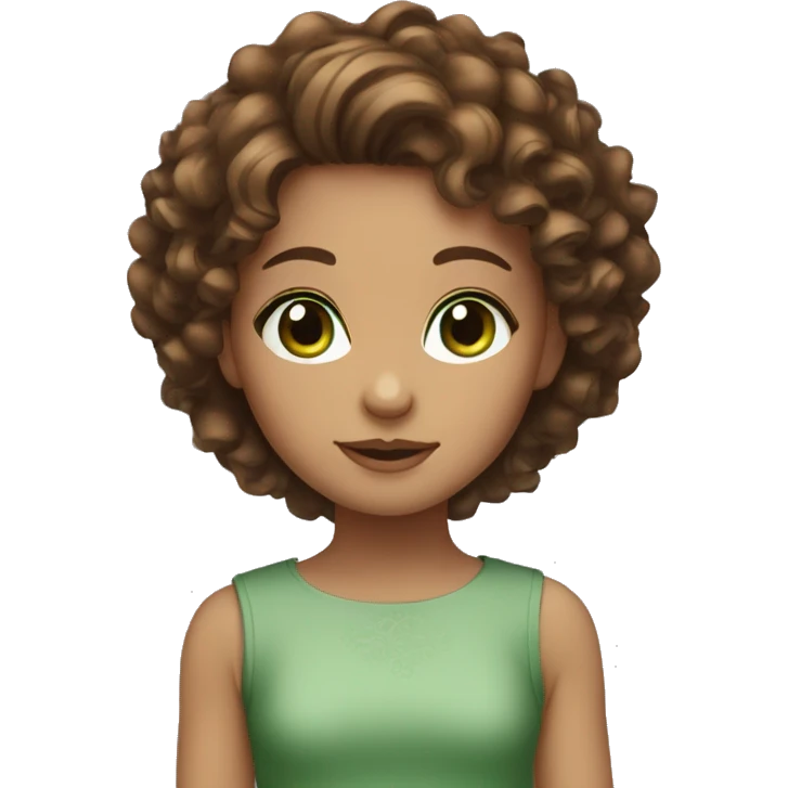 girl with brown curly hair and green eyes  emoji