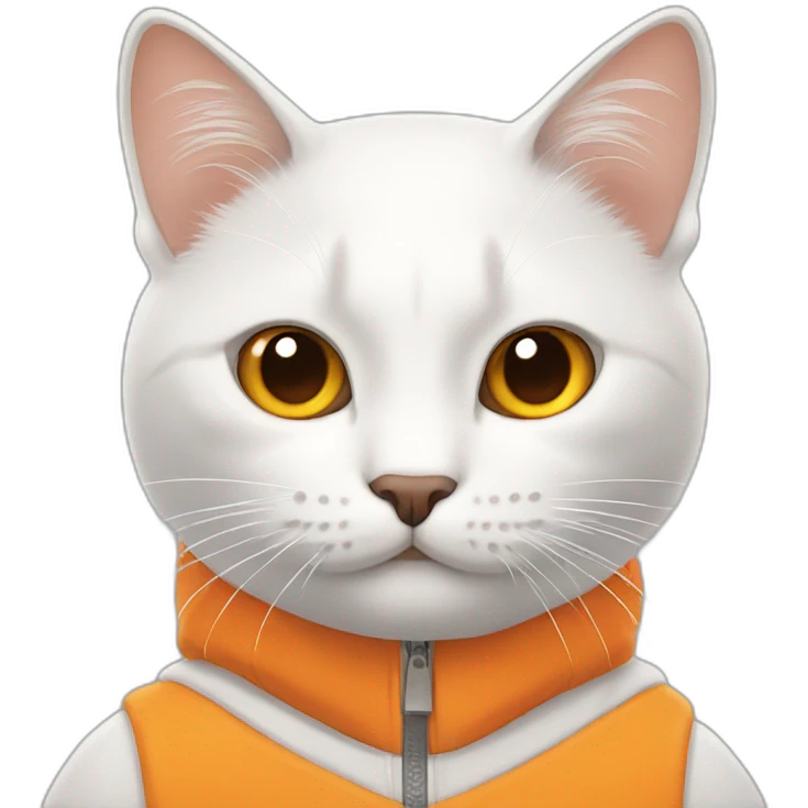 Gato blanco con naranja emoji