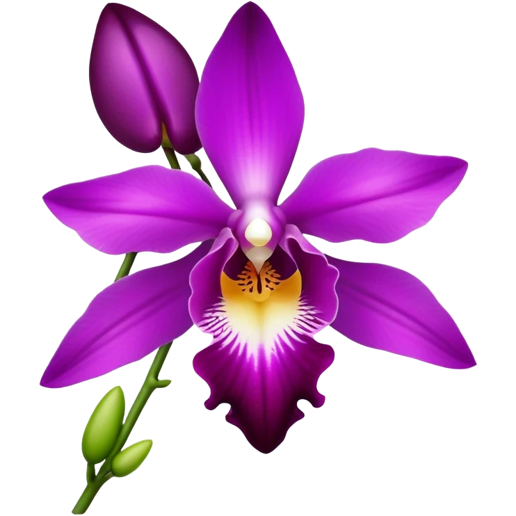 single purple Dendrobium Orchid flower, stem emoji