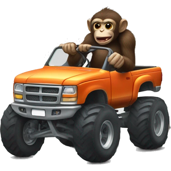 Monkey driving monster truck emoji