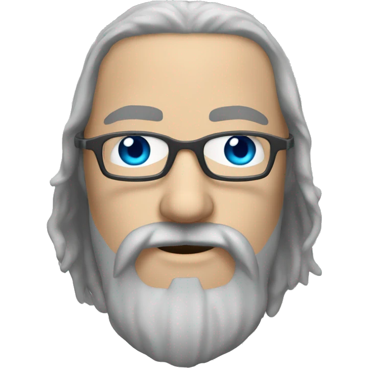 White man grey dreadlocks blue eyes moustache glasses and goatee beard emoji