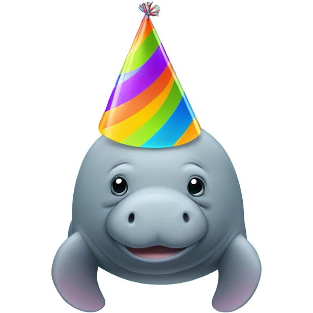 Manatee with a party hat emoji