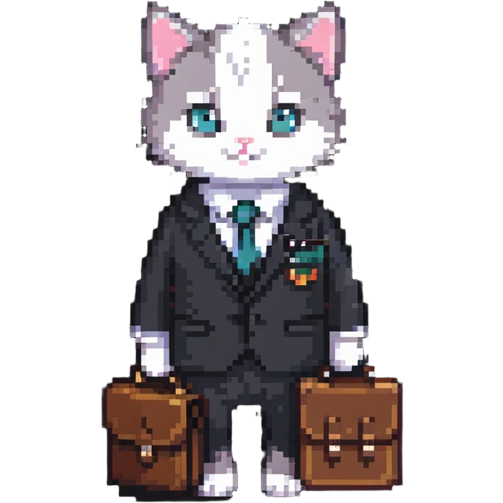 kitten in a suit holding a briefcase emoji