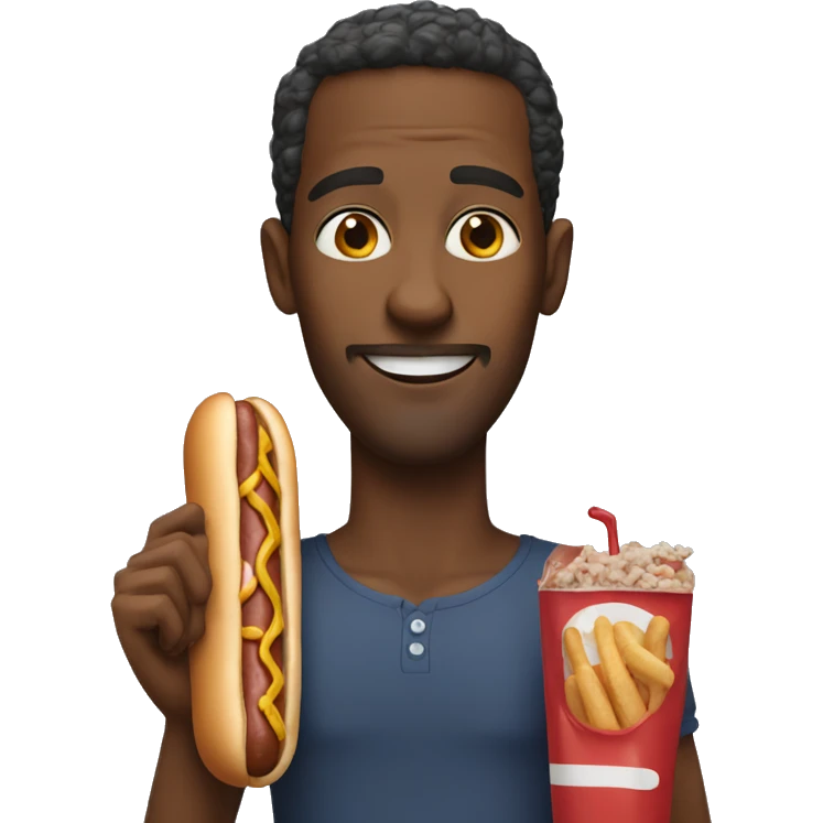 black man with hot dog emoji