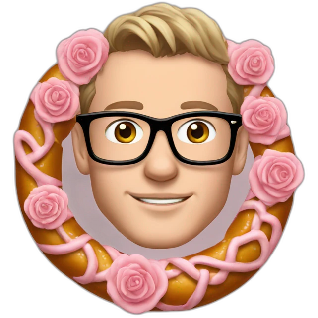 Jonathan Toews wearing glasses as a pretzel with pastel roses emoji