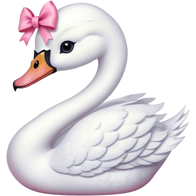 Cute white swan with a pink bow sitting down emoji