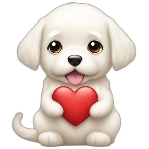 malteese holding a heart emoji