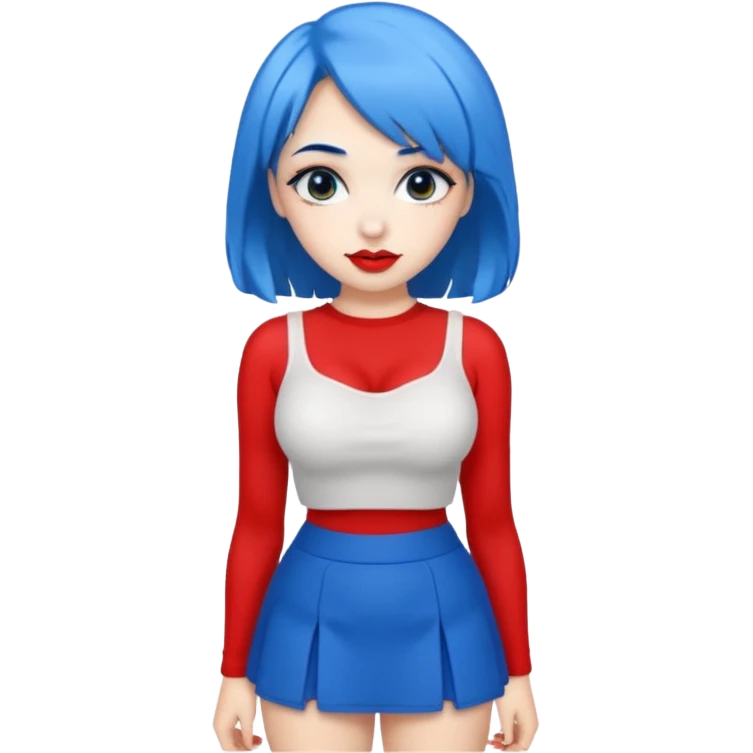 büyük memeli mavi saçlı çok güzel bir kız mini etekli kırmızı ruj emoji