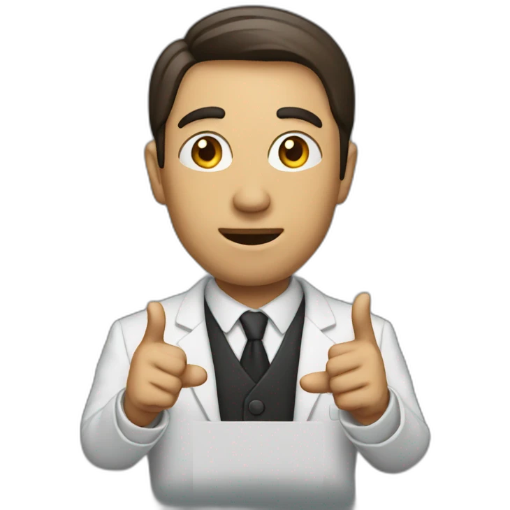 man teaching emoji