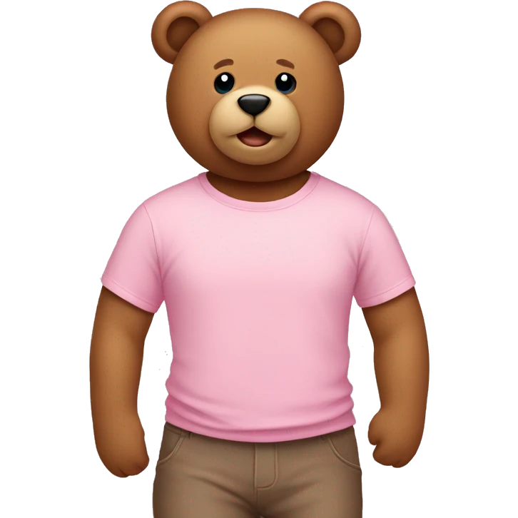 Brown Teddy bear wearing pastel pink tshirt emoji