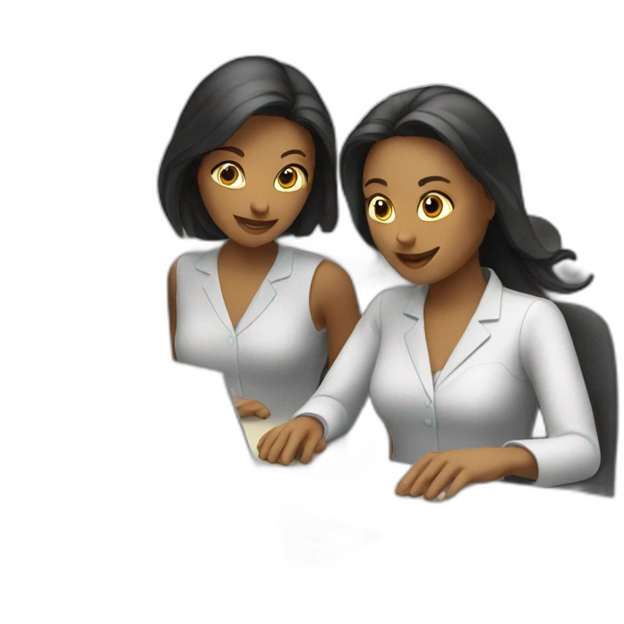 2 women working on a laptop computer emoji