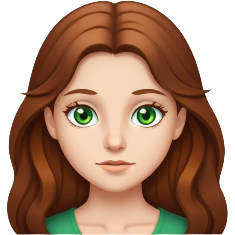 Girl with brown long hair and green eyes emoji