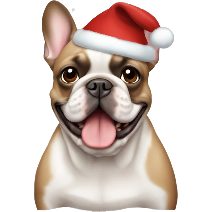 Brown French bulldog, christmas emoji