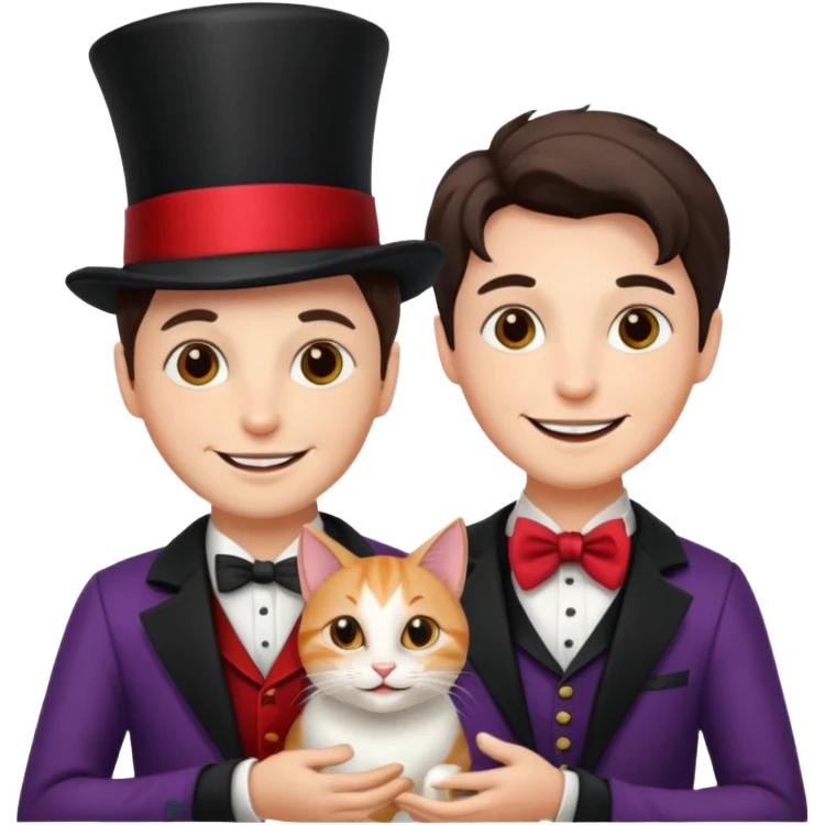 magician couple and their pet cat emoji