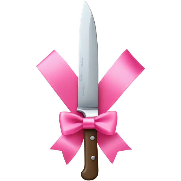 a knife with a pink ribbon bow emoji