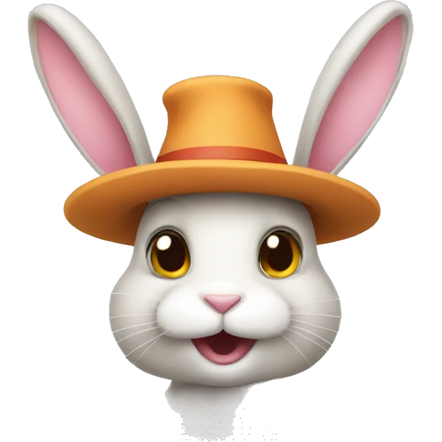 bunny wearing a silly hat emoji