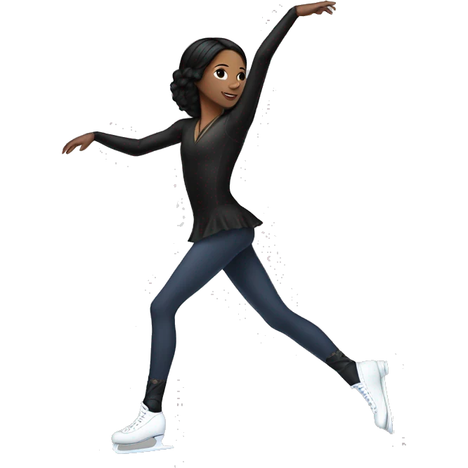 Figure skater white skin black hair emoji