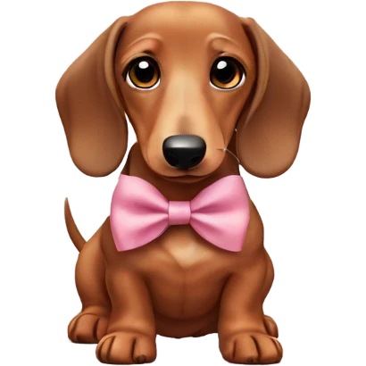 A cute dachshund wearing a bow￼ emoji