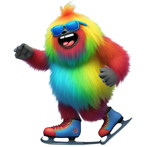 fat rainbow yeti ice skating  emoji