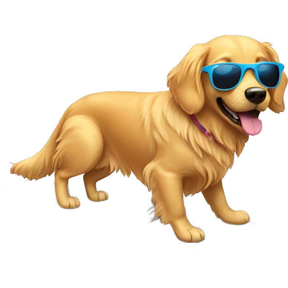 Golden retriever surfing with sunglasses  emoji