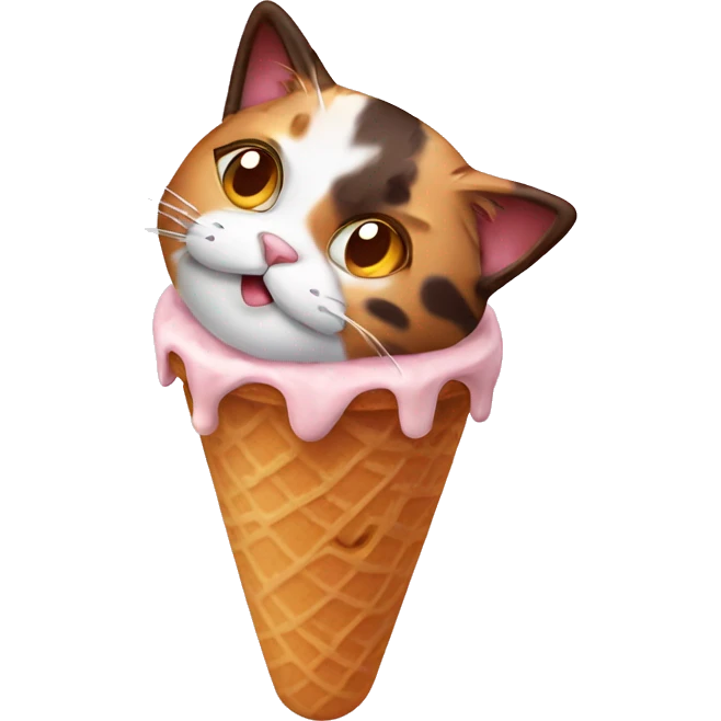 Icecream with calico cat emoji