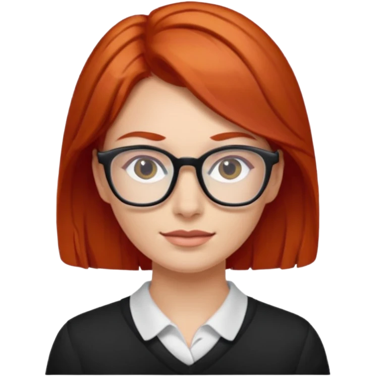 red-haired woman wearing glasses emoji