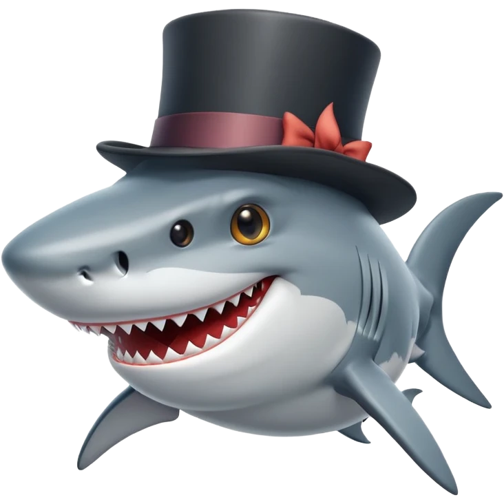 Shark with a top hat emoji