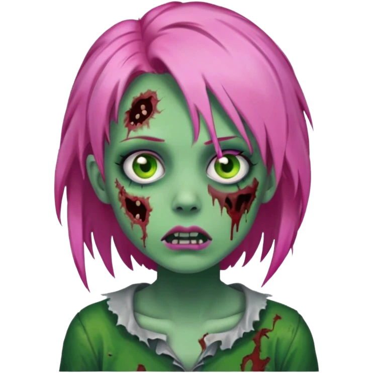 zoombie girl pink hair, green skin emoji