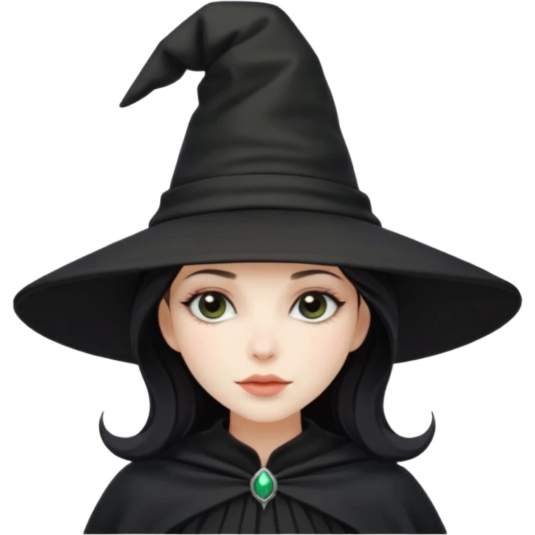 Pretty witch wearing all black and a oversized hat that covers half her face  emoji