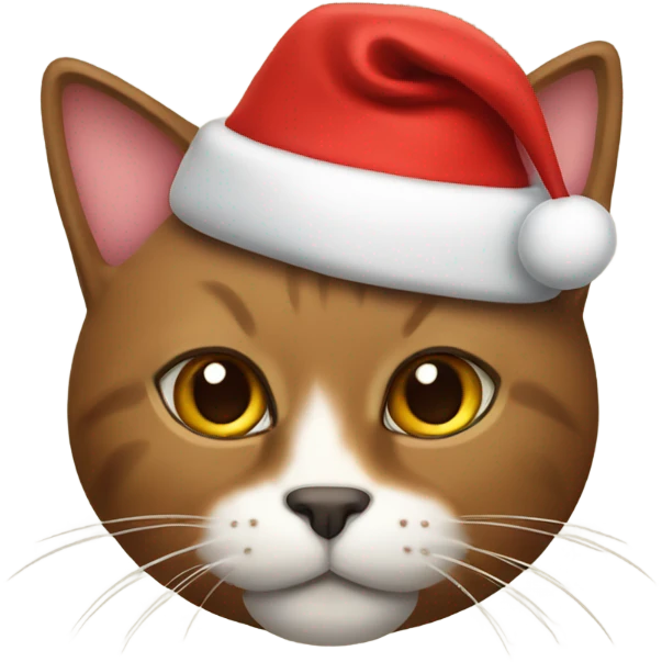 Brown cat with Santa hat on  emoji