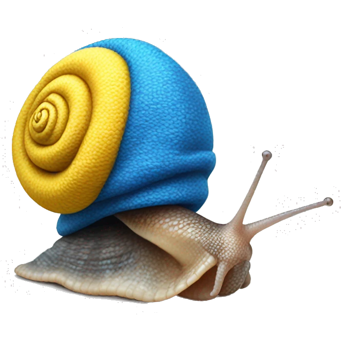 the snail with the blue and yellow hat emoji