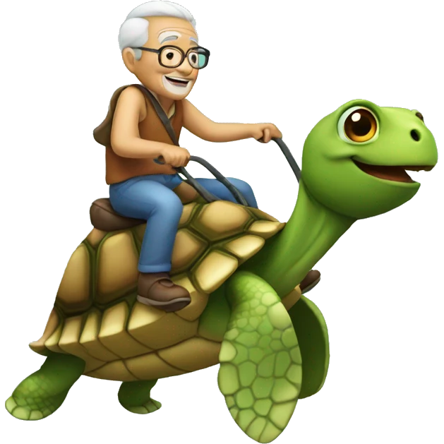 A grandpa riding a turtle emoji