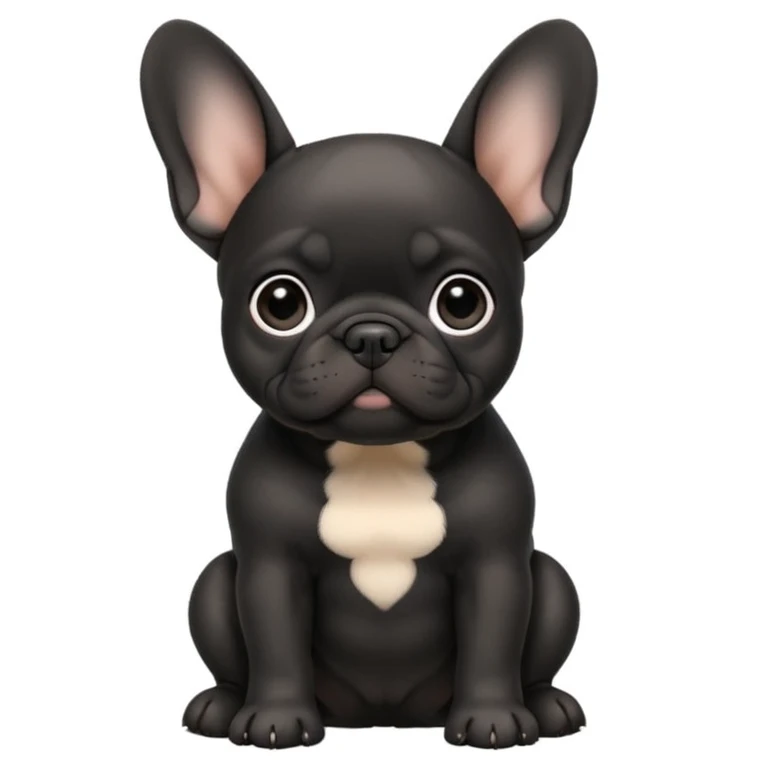 black french bulldog puppy, cute, sitting, simple background emoji