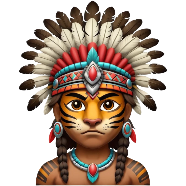 Aztec tiger warrior with feathered headdress emoji