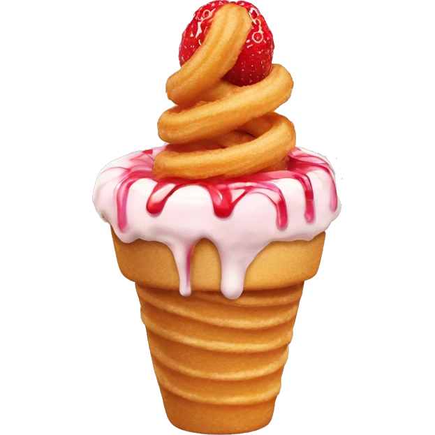 churros in ice cream with strawberry drizzle  emoji