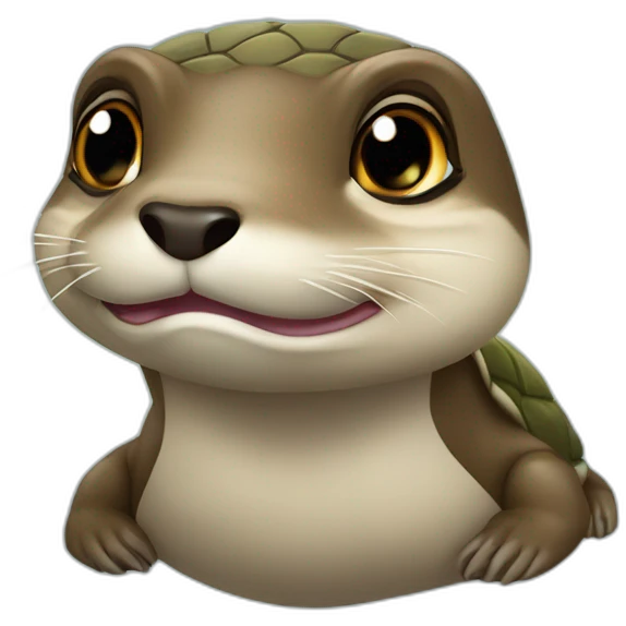 Un loutre sur une tortue emoji