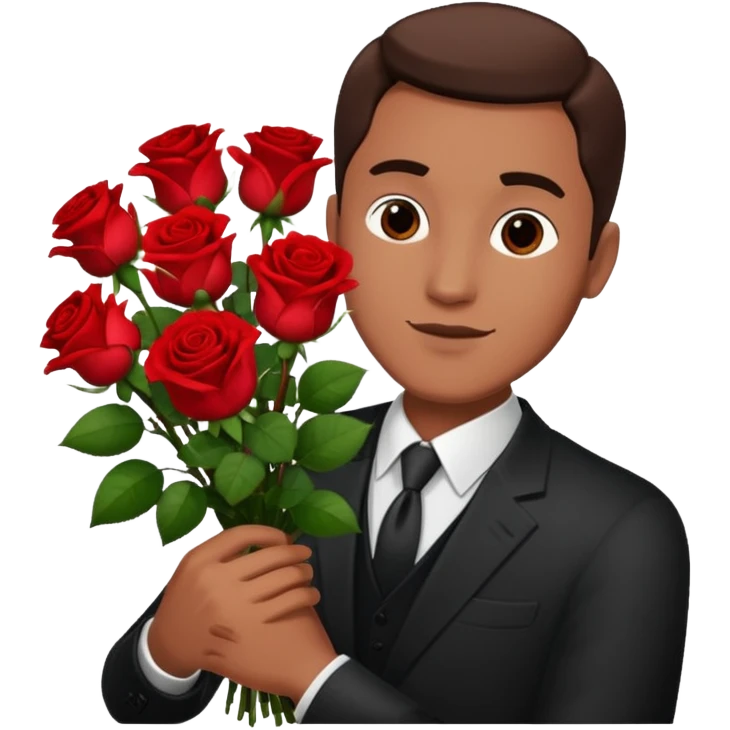 Un homme qui donne un bouquet de roses emoji