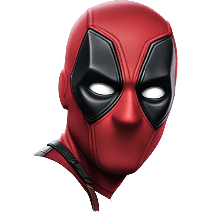 the face of Deadpool is looking down right while talking emoji