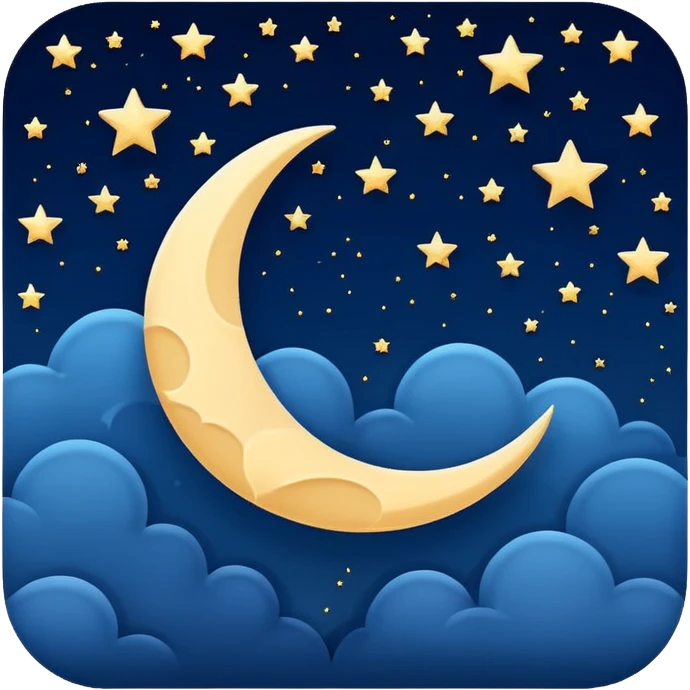 night sky with a crescent moon emoji