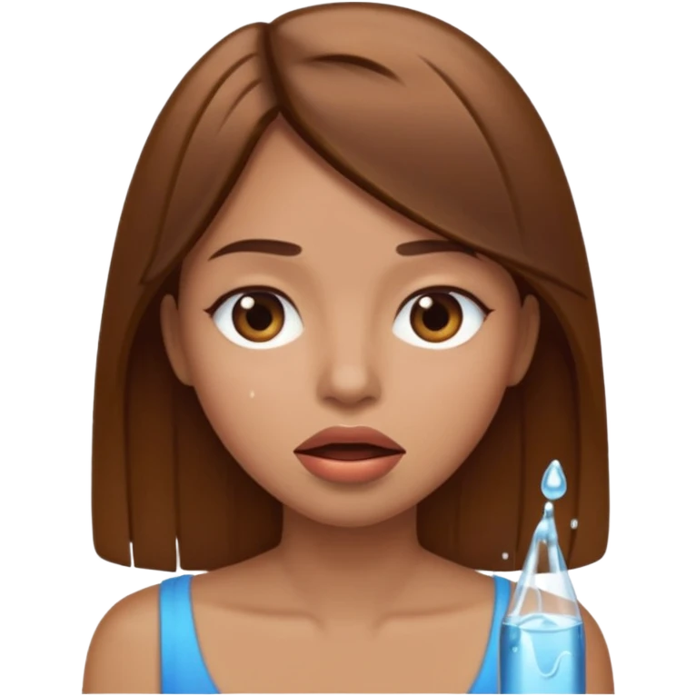 Women with brown straight hair with watery mouth  emoji