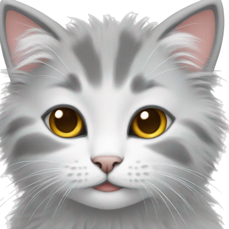 white-gray fluffy kitten emoji