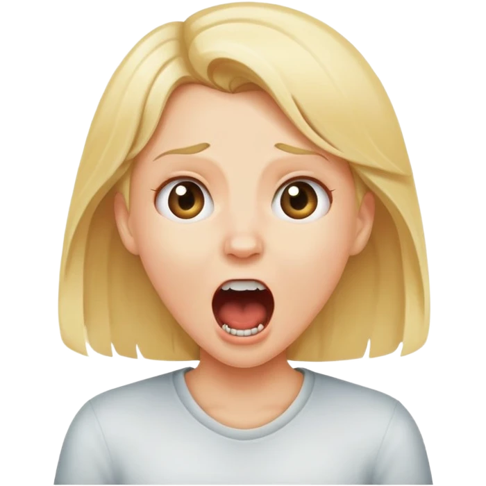 Blonde girl screaming the word “you” emoji
