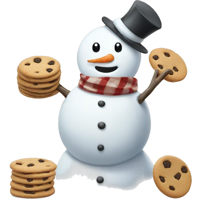 snowman eating cookies  emoji