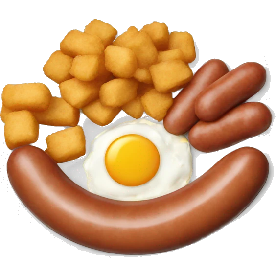 A plate with sausages, nuggets and egg fried emoji