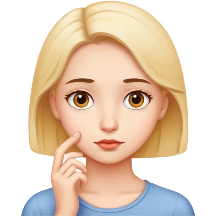 Сгенерируй девушку, которая думает где бы ей поесть  emoji