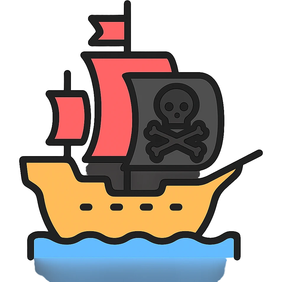 pirate ship with skull and crossbones flag emoji