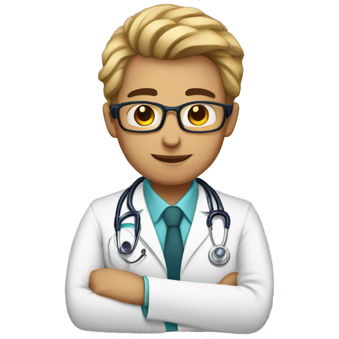 doctor joven sin lentes moreno  emoji