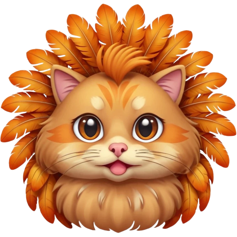 A shy but handsome turkey cat looking embarrassed, batting his long eyelashes and blushing emoji